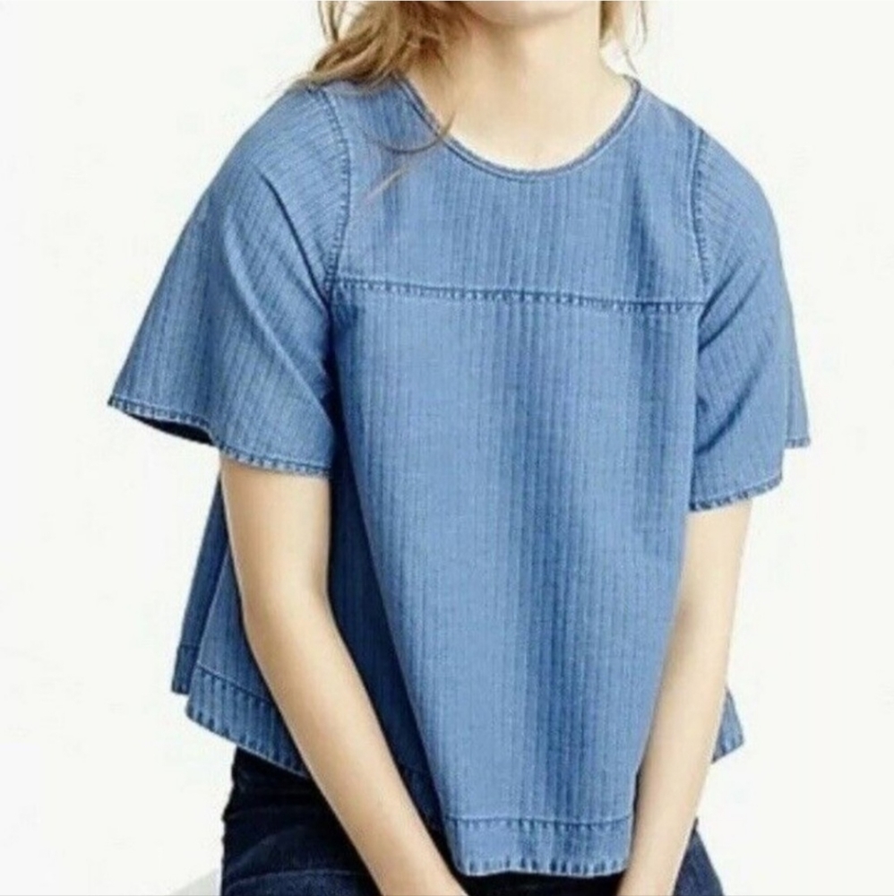 J.CREW Swing Slouchy Blouse Blue Top S